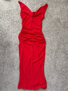 Zara Red Ruched Dress